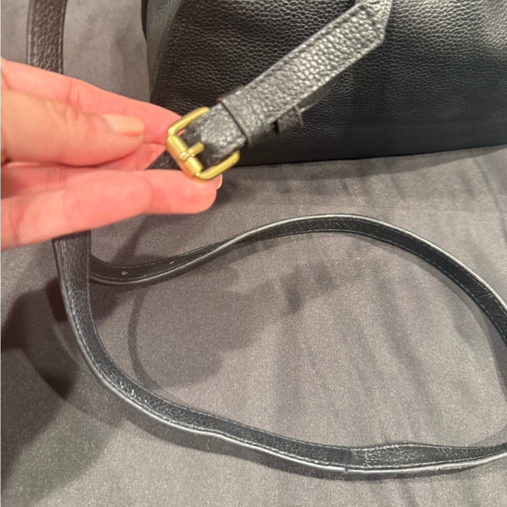 Lucky Brand Coran Pebbled Leather Satchel Crossbody Black - Picture 15 of 16